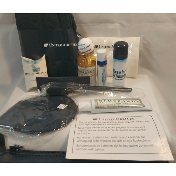 Vtg United Airlines First Class Amenity Toiletry Kit Travel InFlight Bag Blue - Picture 4 of 7